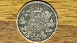 Canada -moneda de colectie argint sterling- 10 cents 1907 -Edward VII- superba!, America de Nord