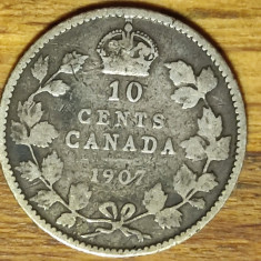 Canada -moneda de colectie argint sterling- 10 cents 1907 -Edward VII- superba!