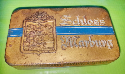 D596-Cutie Tabac colectie veche Schloss ( Castelul) Marburg ST. NIEDEREHE@ SOHN. foto