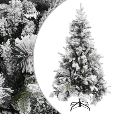 vidaXL Brad de Crăciun cu zăpadă &amp;amp; conuri, 195 cm, PVC&amp;amp;PE 340531 foto