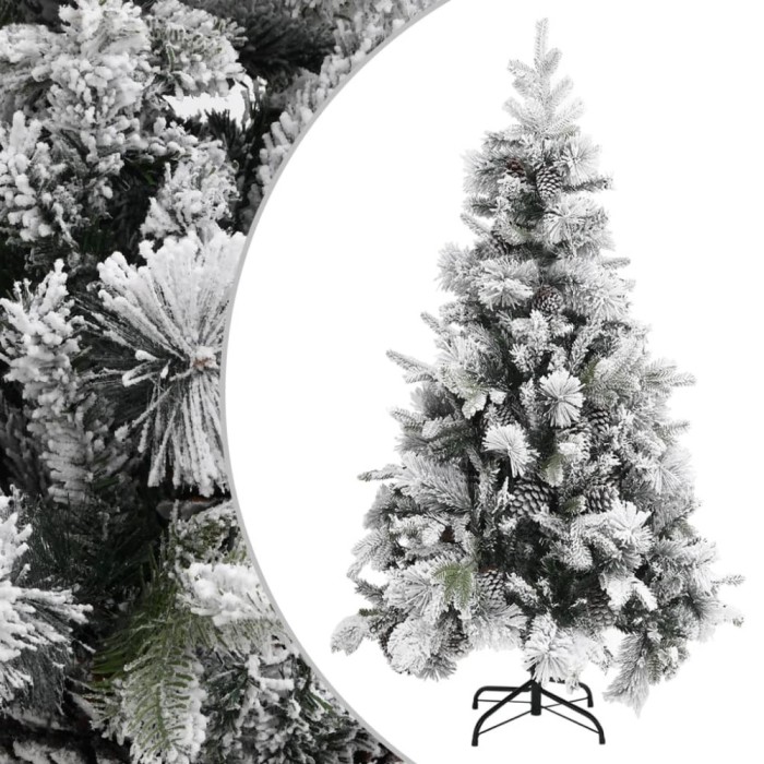 vidaXL Brad de Crăciun cu zăpadă &amp; conuri, 195 cm, PVC&amp;PE 340531