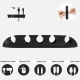 Organizator cabluri din plastic, 7 pozitii, Negru, 13x2,1 cm, CMCLASS