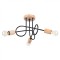 Candelabru Ember Lemn Negru/Natural, Otel/Lemn, 3 Becuri Neregulate Minimalist De Interior.