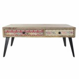 Masa laterală DKD Home Decor 110 x 70 x 46 cm Negru Metal Maro Multicolor Lemn de mango