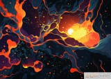 Tablou &bdquo;Luminous Eruption&rdquo; - Print Digital - P&acirc;nză Bumbac 100% pe Șasiu din lemn