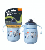 Cana Tommee Tippee Sippee cu protectie Bacshield si capac 300 ml 6 luni + albastra 1 buc