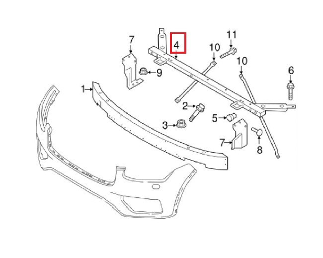Trager panou central inferior Volvo Xc90, 01.2015-, Fata, aluminiu, Aftermarket