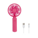 Ventilator mini reincarcabil cu cablu USB, de culoare roz, cu 3 niveluri de intensitate, General