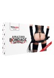 Cumpara ieftin Set Bondage Sex Justforme: Mansete, Masca, Bici, Cleme Mamelon, Calus, Guler, Franghie, Piele PU, Bumbac, Negru