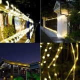 Instalatie Perdea Luminoasa Craciun LED 3x2m, Alb Cald, Interior/Exterior, 200 LED-uri, 8 Jocuri de Lumini, Fir Transparent