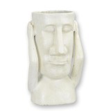 Statueta Moai-ghiveci plante din fonta antik white NH-77