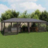 VidaXL Cort de petrecere cu 12 pereți din plasă, antracit, 8x4 m, HDPE