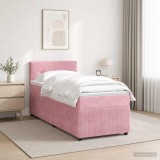 Cumpara ieftin Pat boxspring cu saltea cu headboard Roz 90 x 190 cm Catifea