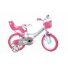 Bicicleta Copii 14 inch Dino Bikes Hello Kitty, 4-5 Ani, Roti Ajutatoare, Cos, Scaun Papusa, Fete, Roz
