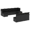 Set canapele de gradina cu perne, 10 piese, negru, poliratan