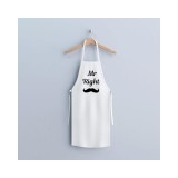 sort bucatarie Mr. Right 80x70 cm, bumbac 200 gsm, alb cu imprimeu negru