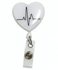 Ecuson retractabil &amp;amp;#8222;White EKG Heart&amp;amp;#8221; foto