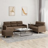 VidaXL Set de canapele cu perne, 3 piese, maro, textil