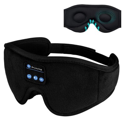 Masca de somn cu casti Bluetooth, 3D, neagra, 45x11cm, set 1 buc. foto