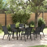VidaXL Set de masă pentru grădină 7 pcs Negru Textilene și oțel
