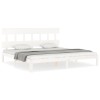 Cadru de pat cu tablie Super King Size, alb, lemn masiv