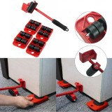 Set pentru transportat si ridicat mobila, 4 piese cu roti, o parghie cu roti,