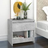Set 2 Noptiere Gri Beton 40x30x39 cm PAL, Moderne, Design Elegant, Sertar si Compartiment, Comoda Multifunctionala