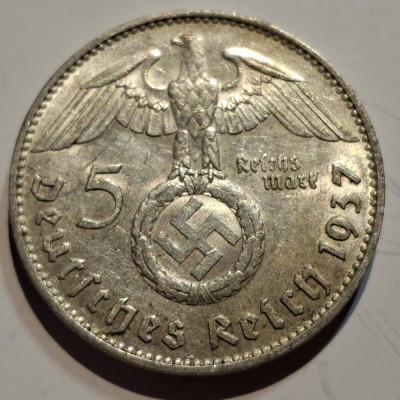 Germania Nazista 5 reichsmark 1937 J argint foto