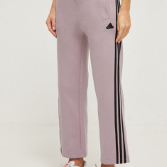 adidas pantaloni de trening culoarea violet, cu imprimeu IS3661