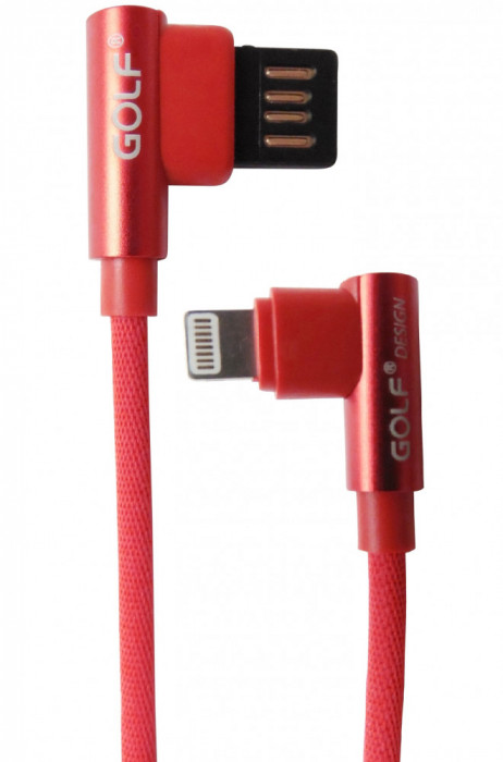 Cablu date/incarcare Golf Pudding GC-48I, unghi drept, USB la Lightning, 1 m, rosu