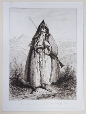 Theodore Valerio - Serrecaner du regiment frontiere d&amp;#039; Ottochaz, Gravura, 1854 foto