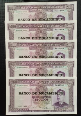 MOZAMBIC 500 ESCUDOS 1967 LOT 5BUC-UNC foto