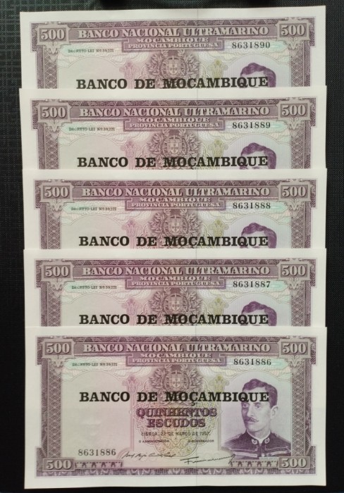 MOZAMBIC 500 ESCUDOS 1967 LOT 5BUC-UNC