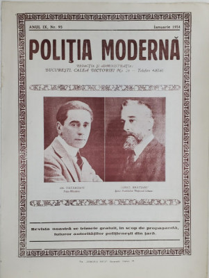 POLITIA MODERNA , REVISTA LUNARA DE SPECIALITATE , LITERATURA SI STIINTA , ANUL IX , NR. 95 , IANUARIE , 1934 foto