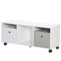 HOMCOM Mobilier pentru Depozitare Jucării, Design Compact, 90x30x37.9cm, Alb | Aosom Romania