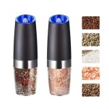Set de 2 Rasnite electrice de Sare si Piper, Cyrax, cu Camere Depozitare Transparente, Macinare, Functionare pe Baterii, cu Lumina, ABS, 20x6.5 cm, Ne