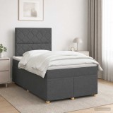 Cumpara ieftin Pat boxspring cu saltea Gri inchis 120 x 190 cm Tesatura