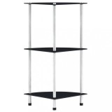 vidaXL Raft cu 3 niveluri, negru, 30 x 30 x 67 cm, sticlă securizată