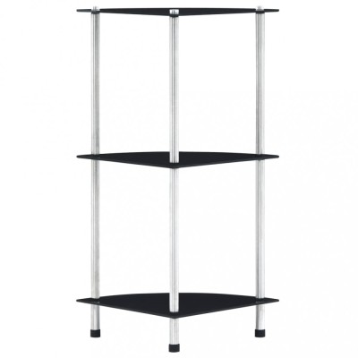 vidaXL Raft cu 3 niveluri, negru, 30 x 30 x 67 cm, sticlă securizată 249519 foto