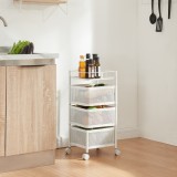 Carucior servire la masa Sunndal 64,5x27x27cm alb cu 3 cosuri [en.casa] HausGarden Leisure