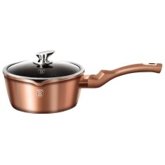 Oală marmorată antiaderentă cu capac 16 cm, 1.2 L Berlinger Haus BH1524N, Rose Gold Metallic Line