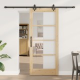 Set Ușă Glisantă vidaXL cu Accesorii 86x198.5 cm Lemn Masiv de Pin, Ușă de Interior vidaXL cu Sticlă &#039;ORKDAL&#039;86x198.5x4 cm Lemn Masiv de Pin