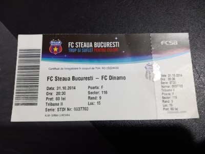 Bilet Steaua - Dinamo foto