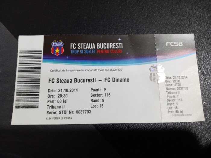 Bilet Steaua - Dinamo