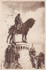 AMS - ILUSTRATA 1366, CLUJ - STATUIA LUI MATEI CORVIN, ANUL 1957, cu perforari