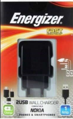 Incarcator 2Usb priza+ Cablu de date Energizer Fast Charging Nokia/ Smartphones foto