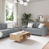 vidaXL Set canapea, 3 piese, perne gri deschis, textil