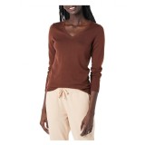 Pulover de dama Amazon Essentials, decolteu in V, maro, XXL - OUTLET
