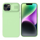 Husa pentru iPhone 15 Plus, Nillkin CamShield Silky MagSafe Silicone, Mint Green