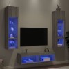 VidaXL Unități de perete TV cu LED-uri, 6 piese, gri sonoma, lemn 3216627